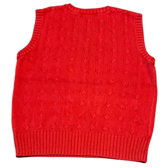 Polo By Ralph Lauren Red Cable Knit Cotton Vest Size 6 Youth - Picture 8 of 8